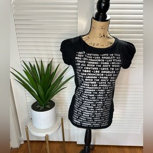 HTF Rare Vintage OG NWTS Juicy Couture Medium Black Silver Tshirt